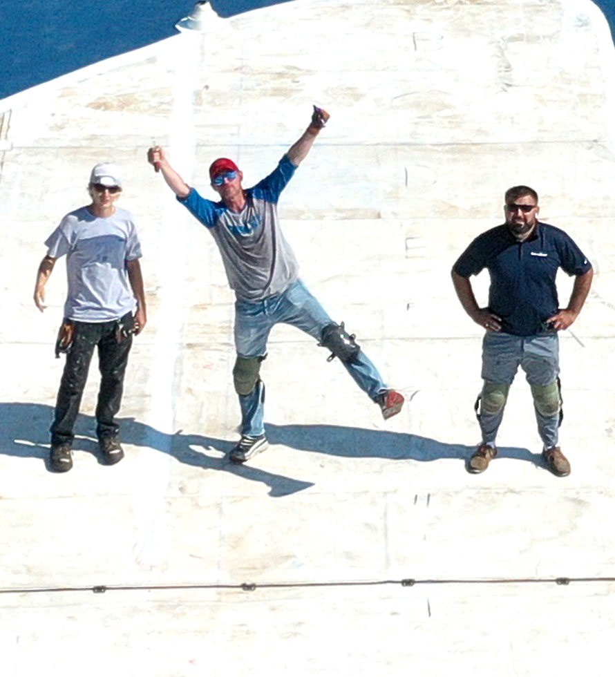 happy crew on the roof