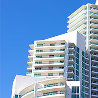 multilevel roof high rise in a resort