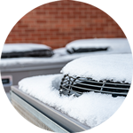 snow on AC unit