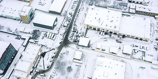 snow on roofs