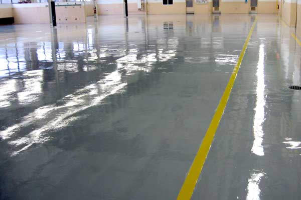 coated floor in a warehouse