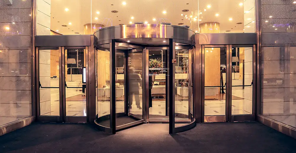 revolving door of a luxury hotel