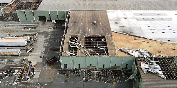 flat roof damaged by a big storm