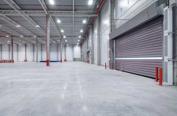 concrete floor in a warehouse